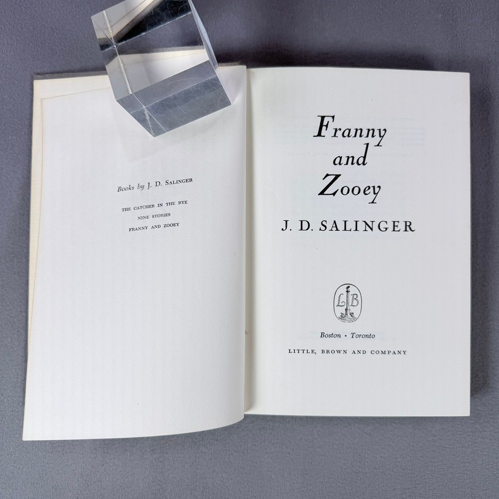 Franny and Zooey by J.D. Salinger 1961 Second Printing Hardcover Signed Fiction - Picture 5 of 12